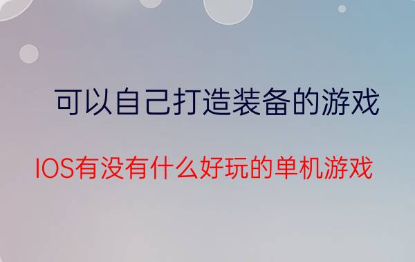 可以自己打造装备的游戏 IOS有没有什么好玩的单机游戏？一次性购买也可以，但不要氪金？